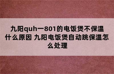 九阳quh一801的电饭煲不保温什么原因 九阳电饭煲自动跳保温怎么处理